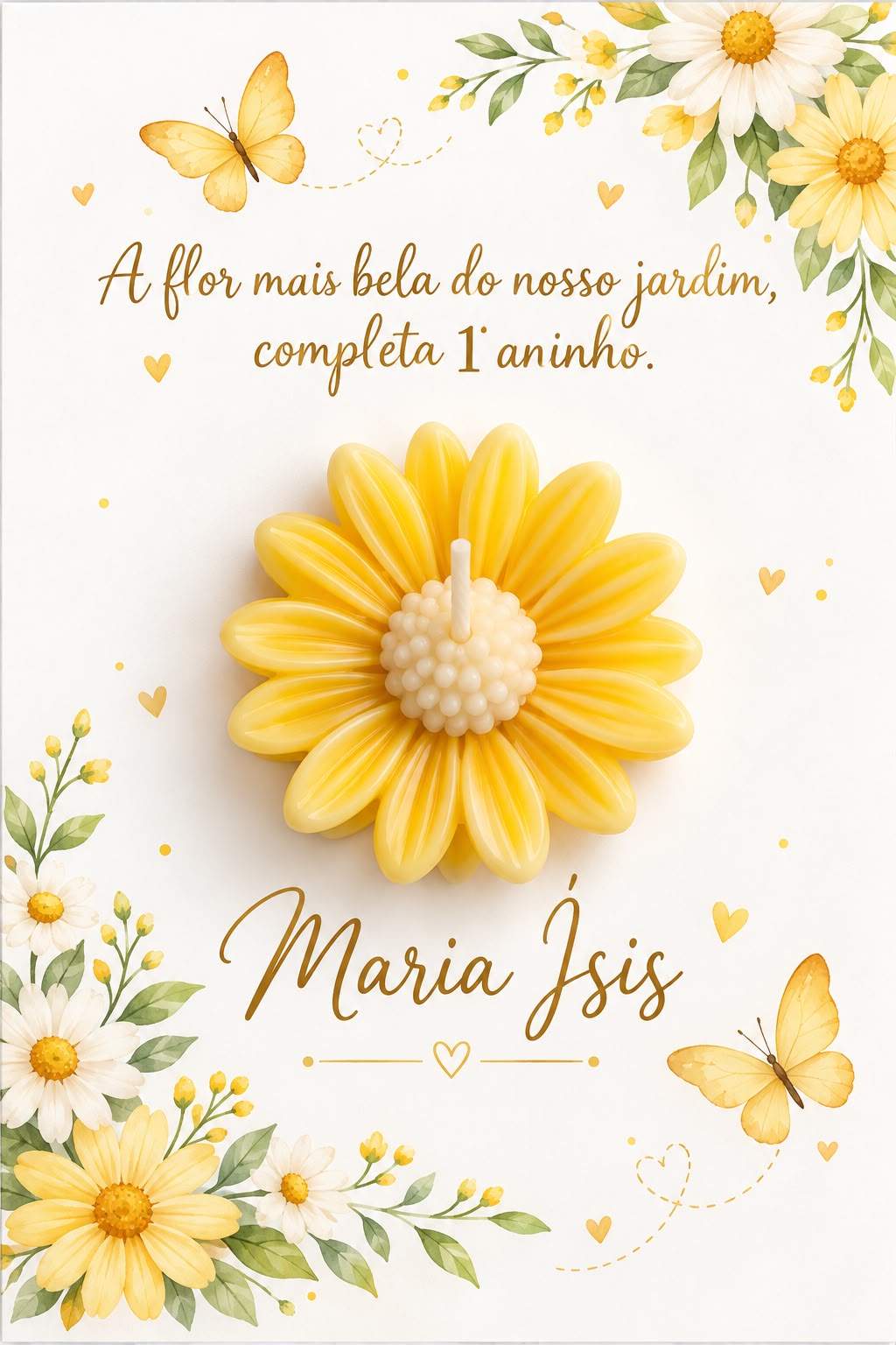 Cartão com vela de flor