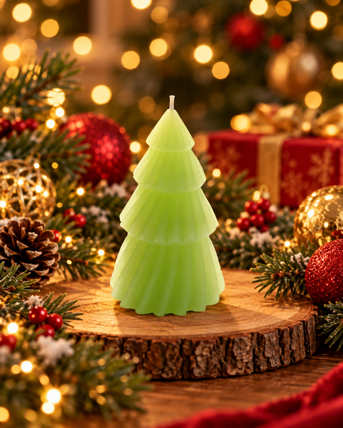 Vela em formato de árvore de Natal